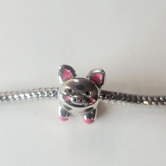 Chill Charms Of Texas Jewelry - NWT For Pandora Charm Bracelet Piglet Piggy Bank Pig Slider Charm Silver Pink